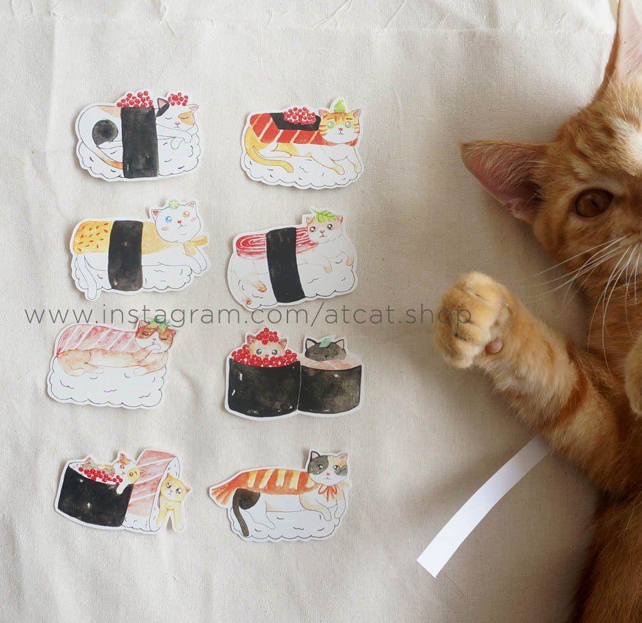 938x910 Neko Nigiri (sushi cat) Sticker Pack (8 stickers) • All Things Cat