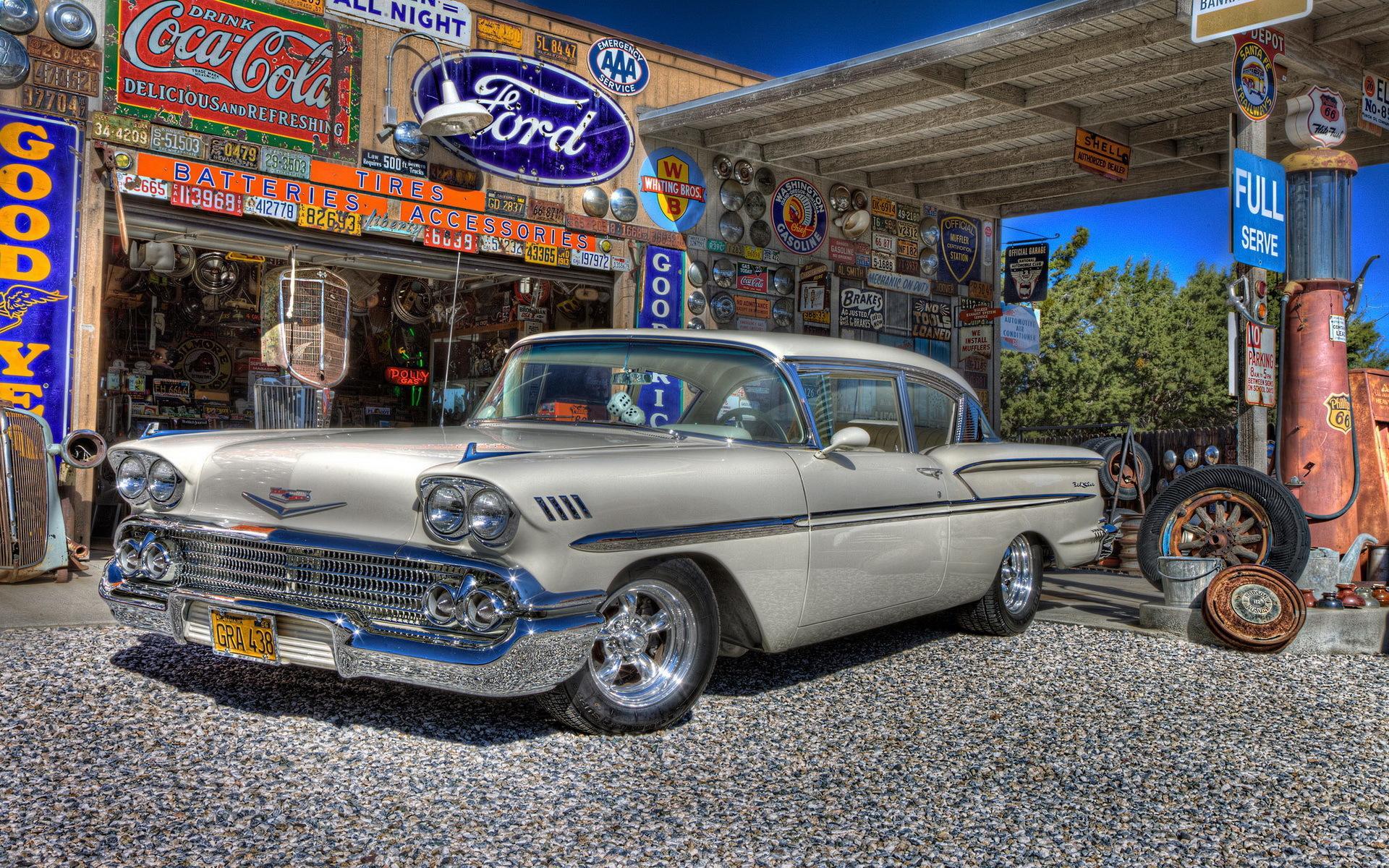 1920x1200 HD Silver and blue Chevrolet Bel Air Wallpaper
