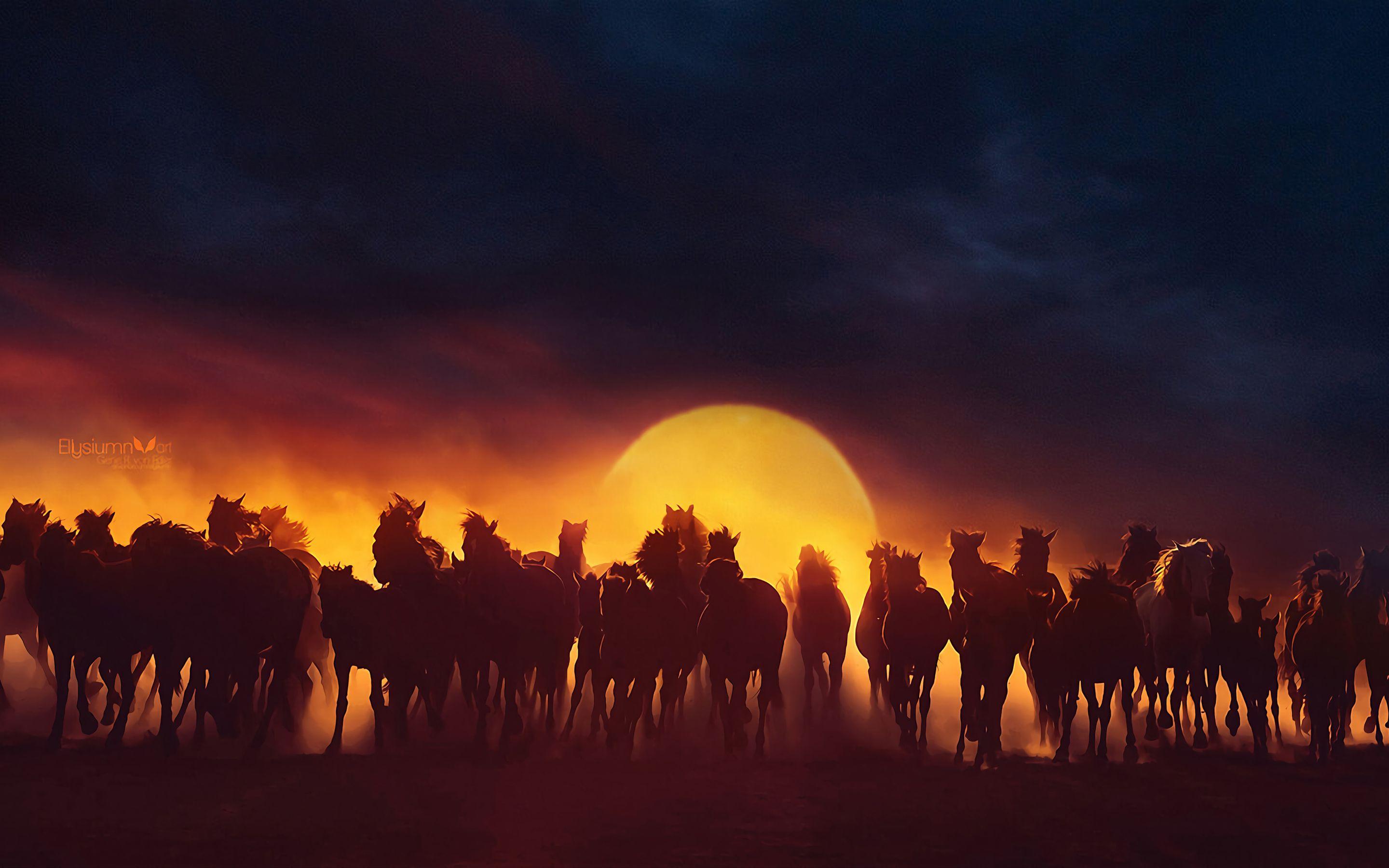 2880x1800 Group Of Horses Running Macbook Pro Retina HD 4k Wallpaper, Image, Background, Photo and Picture