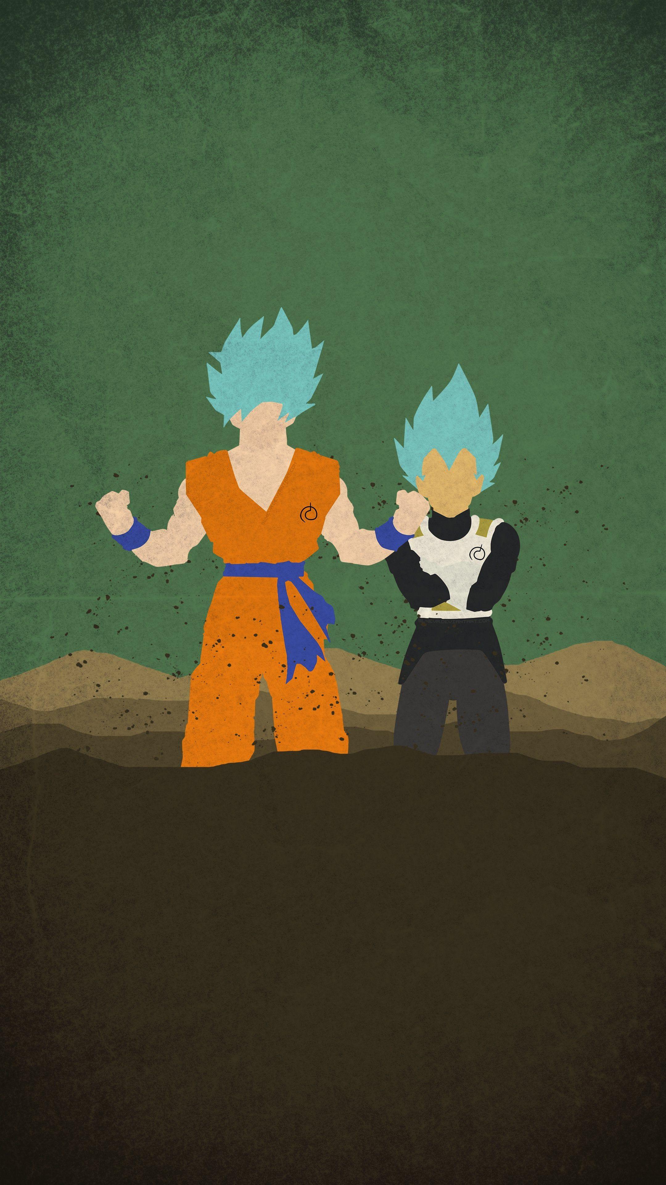 2160x3840 SSGSS Goku and Vegeta Minimal Wallpaper Mobile