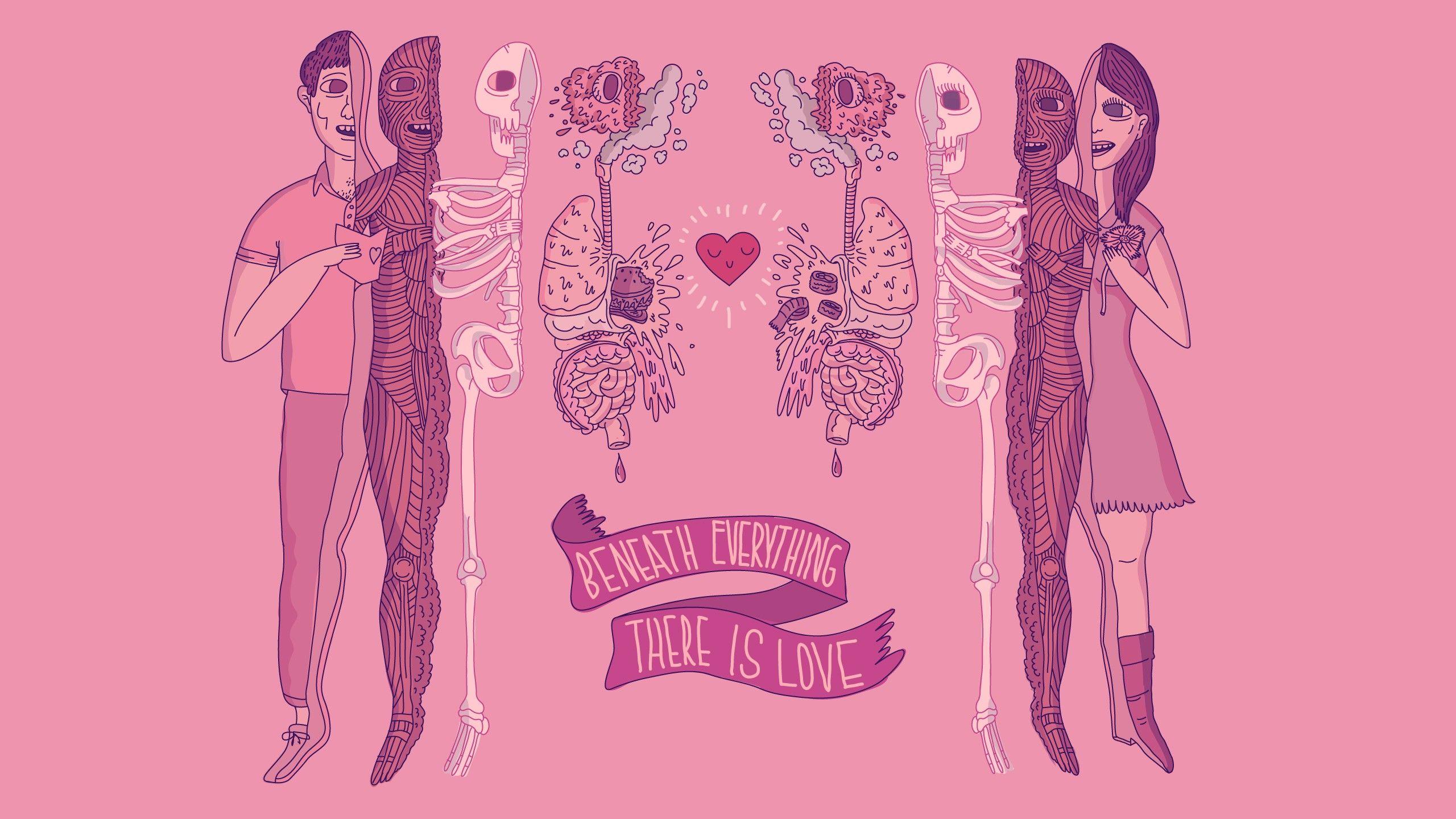 2560x1440 #skeleton, #muscles, #pink, #anatomy, #minimalism, wallpaper. Mocah.org HD Desktop Wallpaper