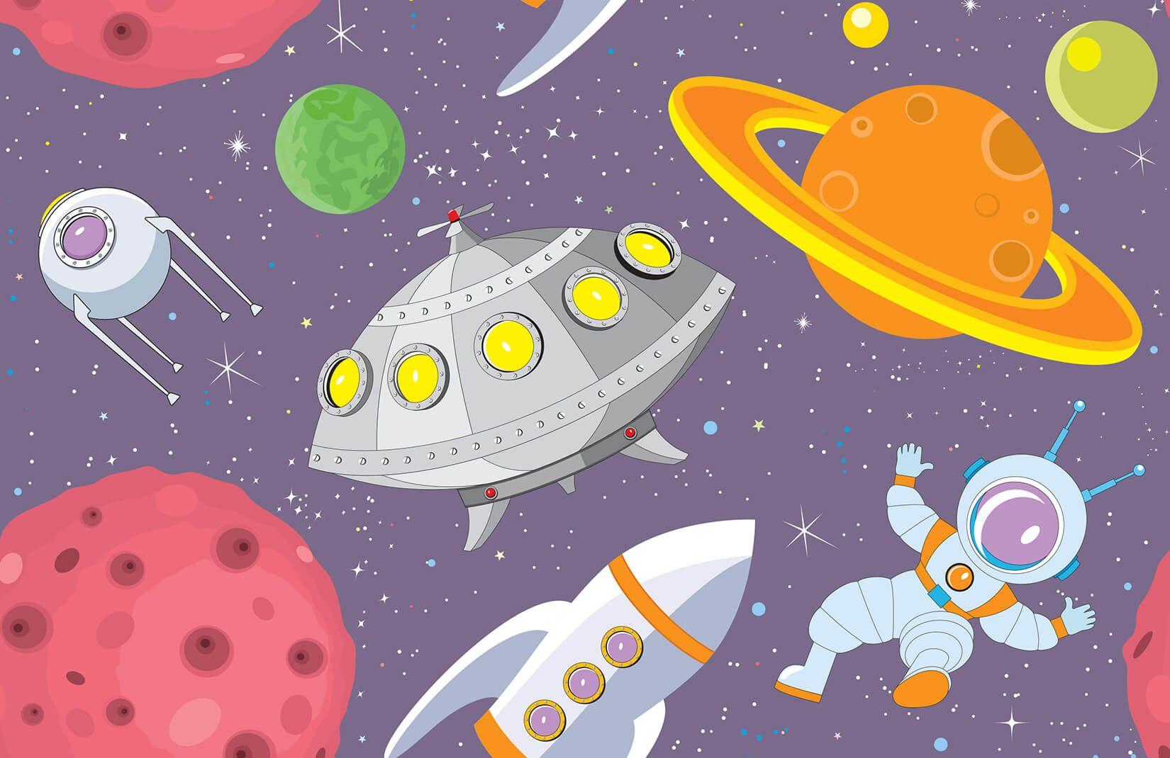1650x1070 Cartoon UFO Wallpaper Wall Mural