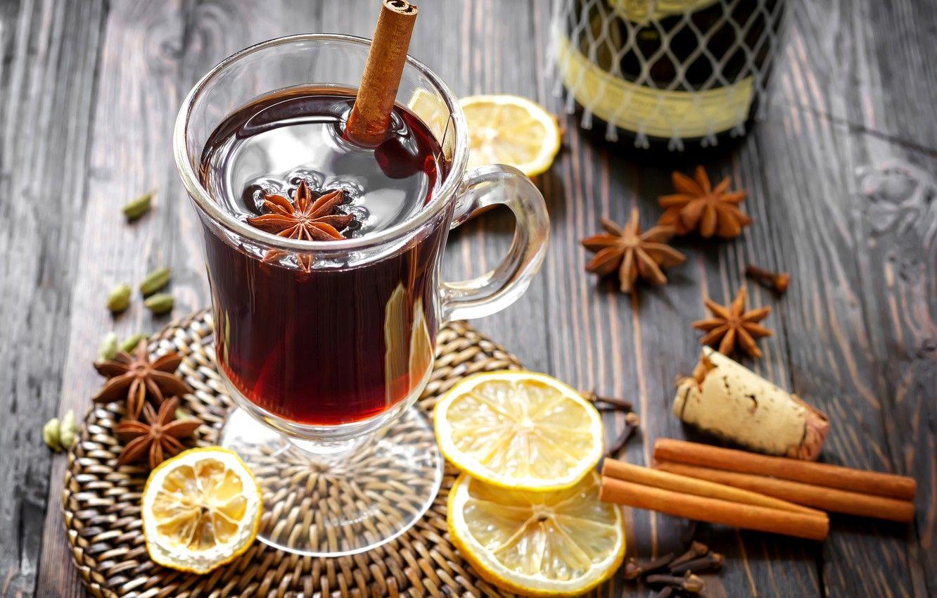 1332x850 Wallpaper winter, wine, lemon, sticks, drink, cinnamon, spices, star anise, Anis, mulled wine image for desktop, section еда