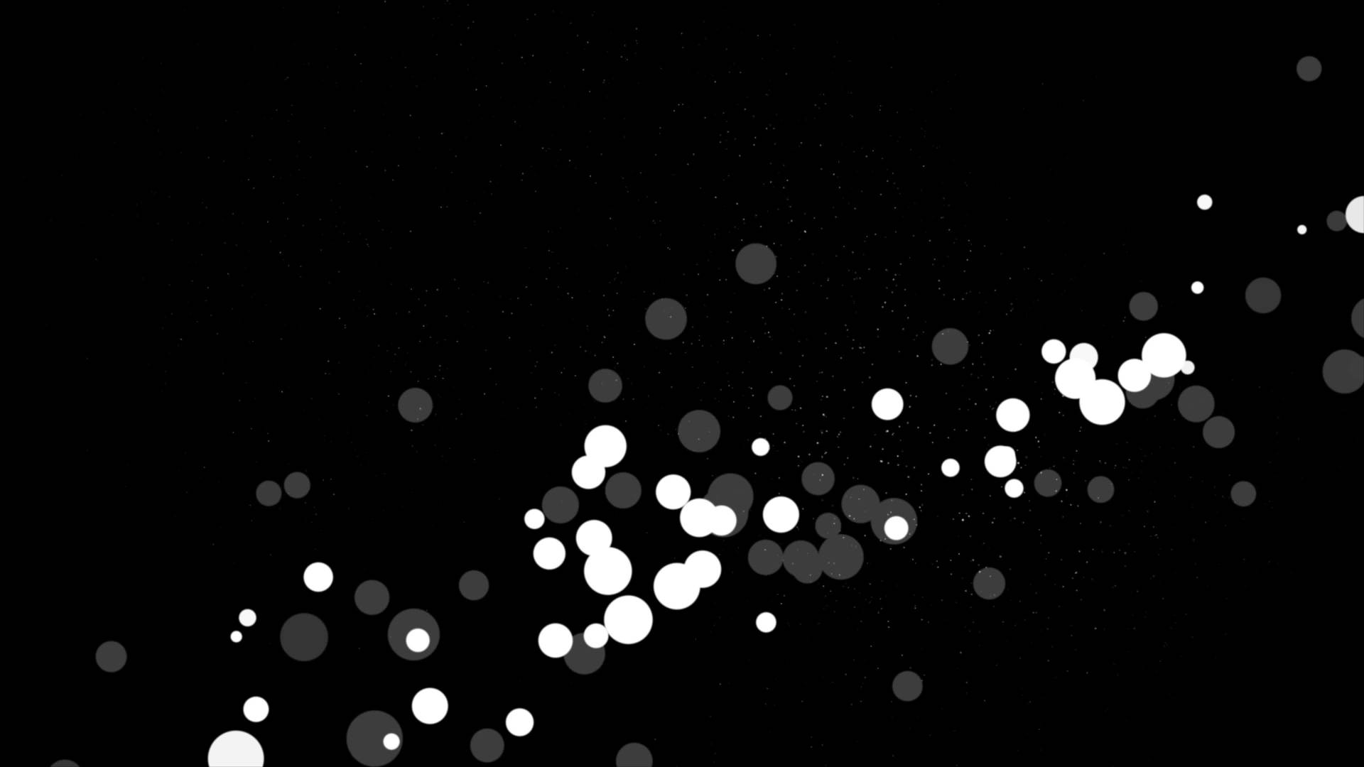 1920x1080 Grayscale flat circles moving on 4K black background with particles