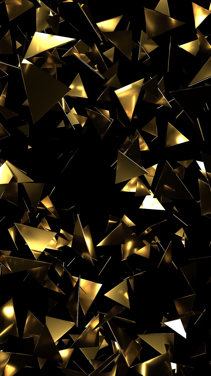 800x1422 Gold Triangles, Anders, Anders Lunde, abstract, anderslunde, black, particles, HD phone wallpaper