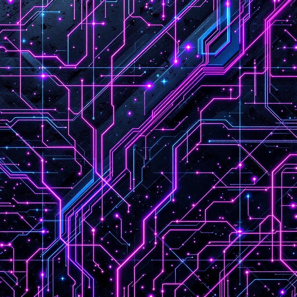 1024x1024 Free Neon Circuit Lines Image, Circuit, Cyberpunk