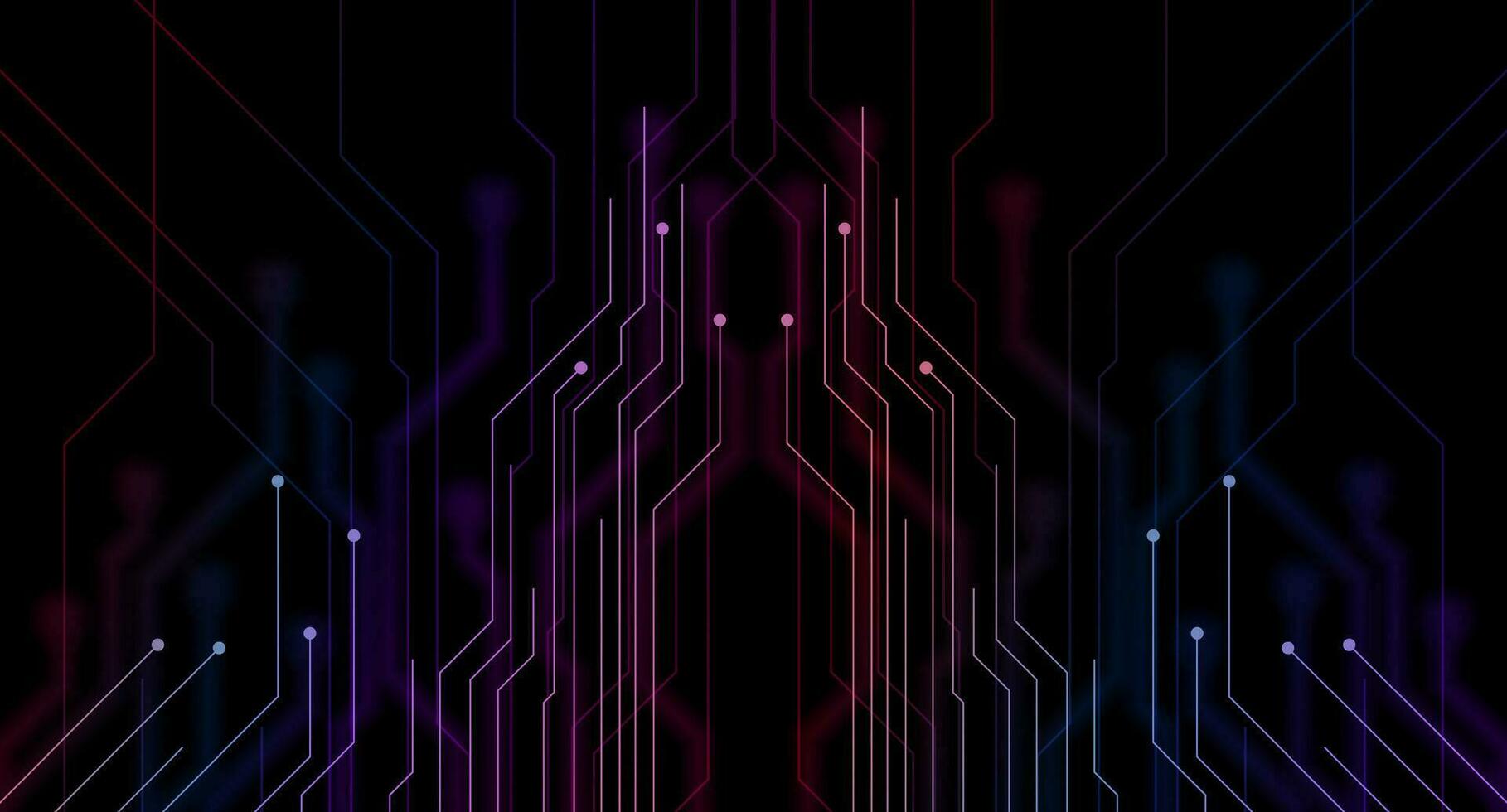 1818x980 Abstract neon blue purple tech circuit board lines background