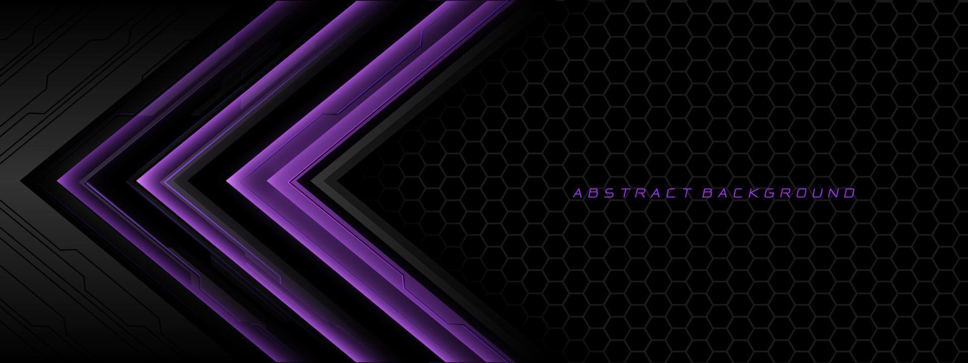 1920x720 Abstract violet grey metal black cyber circuit futuristic technology geometric on hexagon mesh design modern background vector