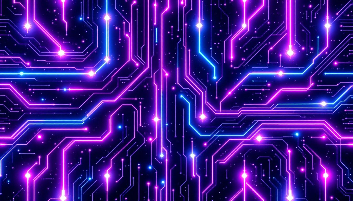1344x768 Free Neon Tech Pathways Image, Neon, Cyberpunk