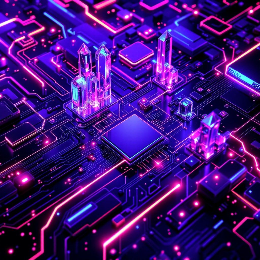 1024x1024 Free Neon Circuit Landscape Image, Circuit, Technology