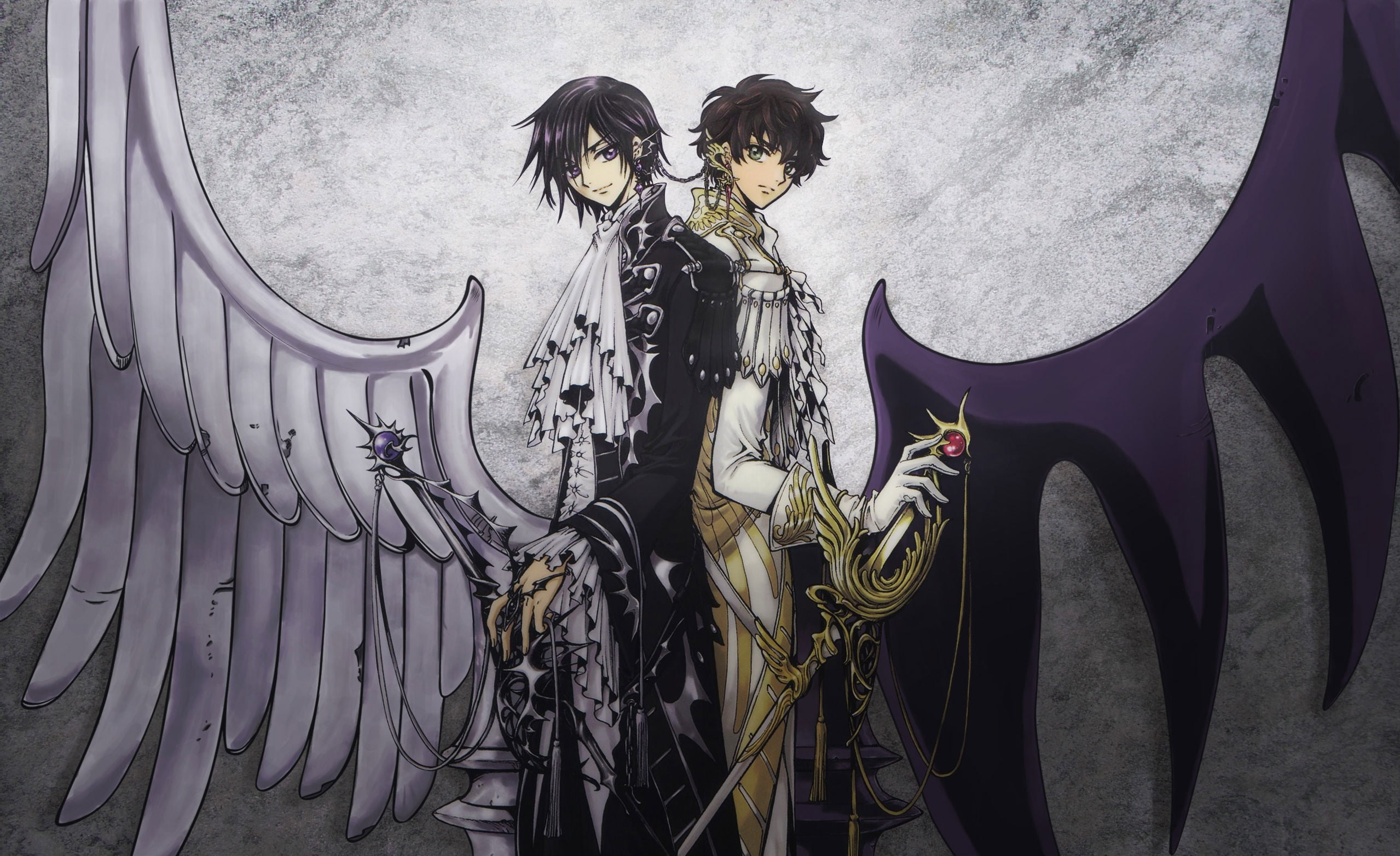 2558x1565 Game application poster, Code Geass, Lamperouge Lelouch, Kururugi Suzaku, anime HD wallpaper