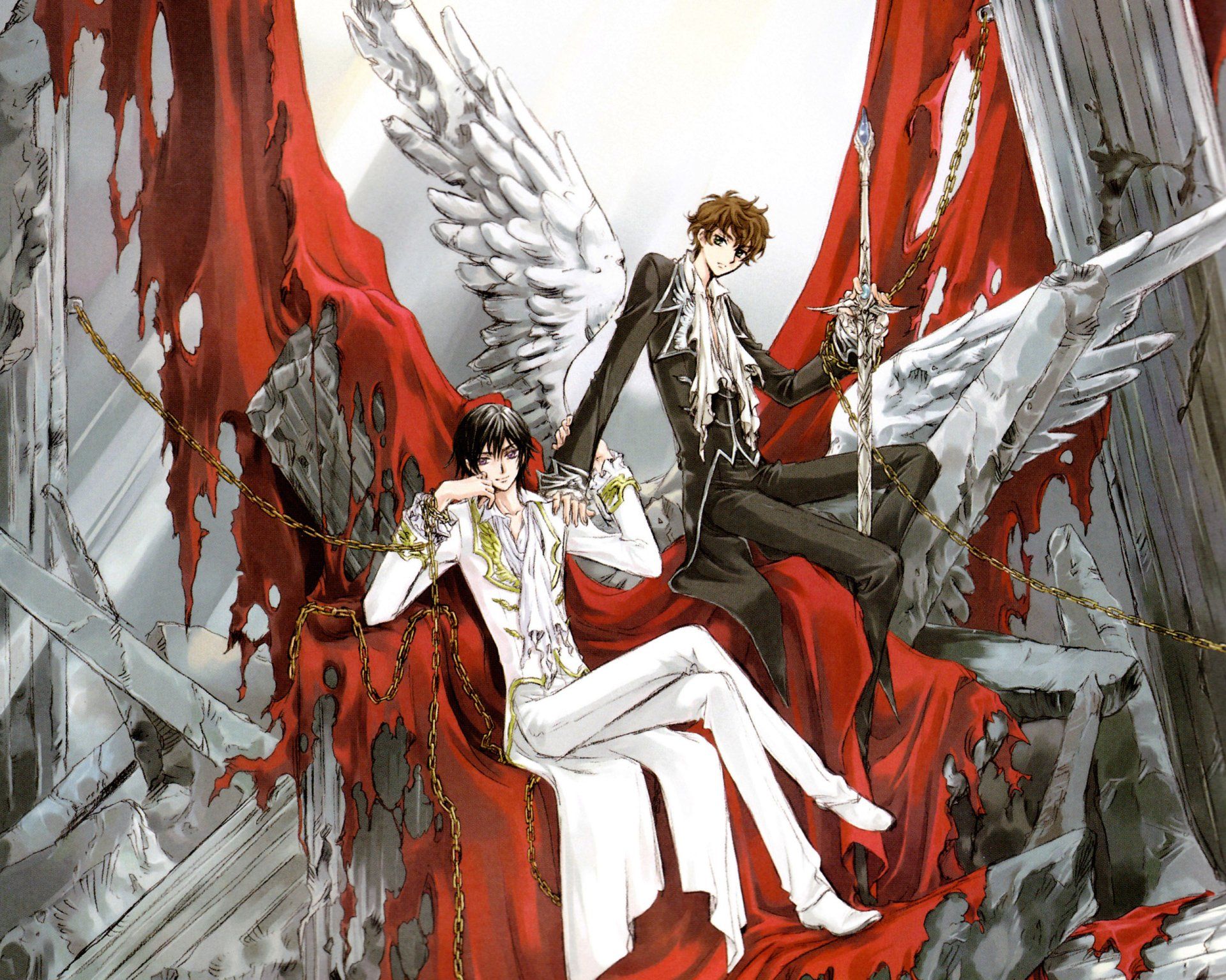 1920x1536 HD Wallpaper of Suzaku Kururugi and Lelouch Lamperouge from Code Geass