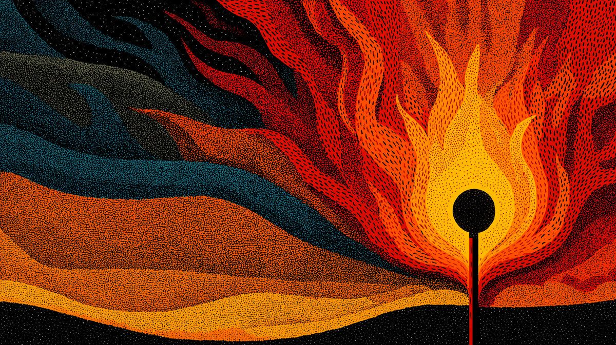 1200x673 Ignited Matchstick Mural Wallpaper. Abstract Fire Wall Decor