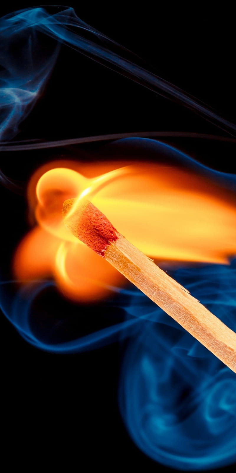 800x1600 Matchstick, Burning, Close Up, Fire, Flame, Macro, Smoke, HD Phone Wallpaper