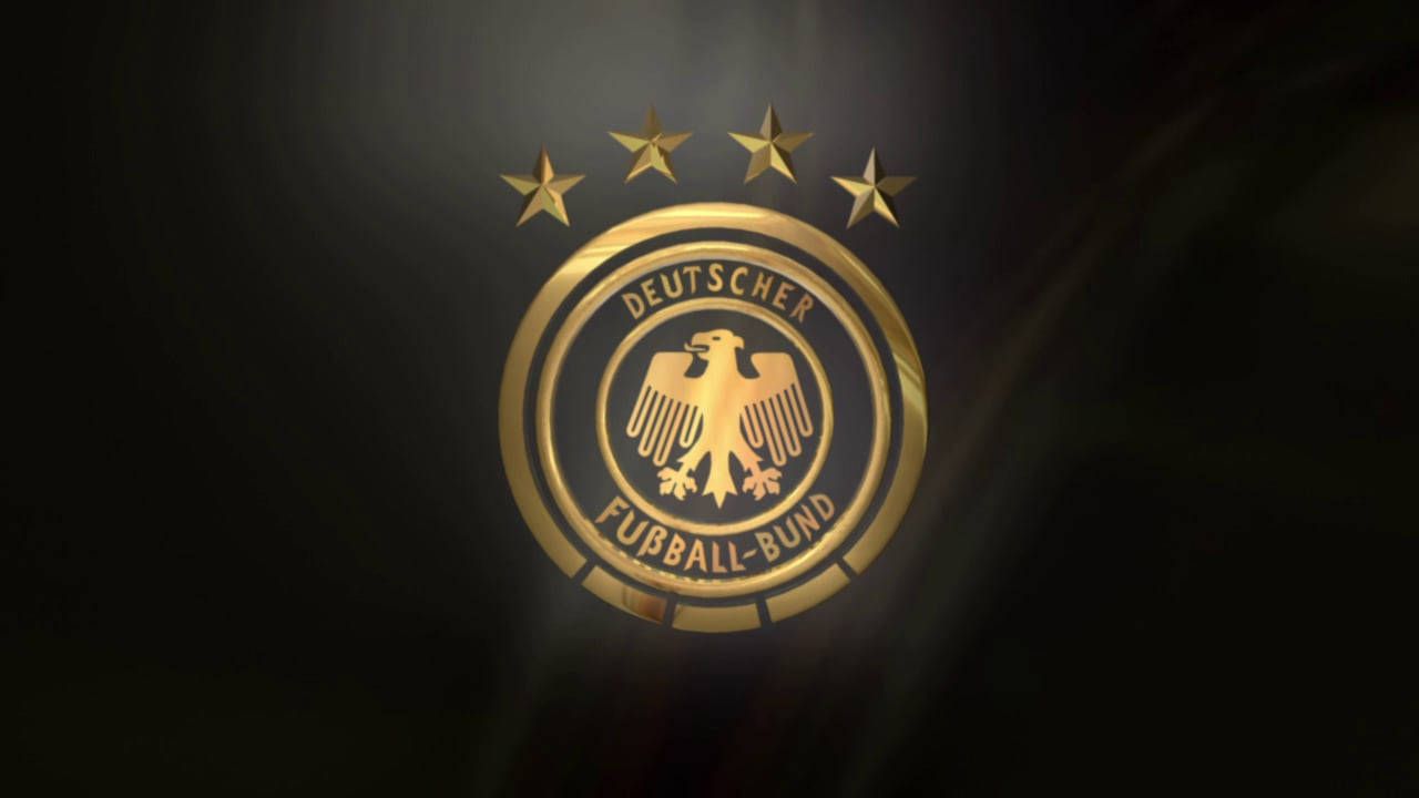1280x720 Golden Germany National Football Team Logo Black Graphic Wallpaper