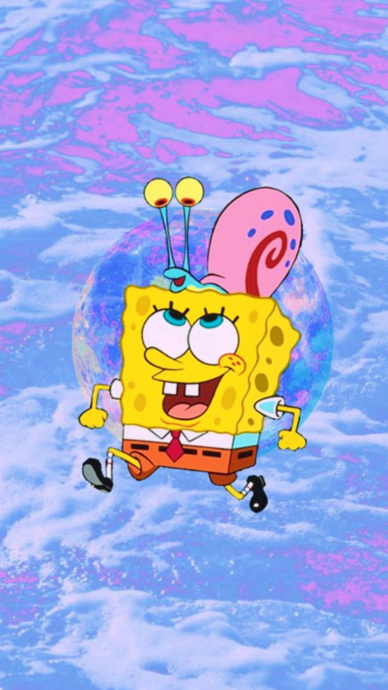 800x1422 Spongebob and gary, cartoon, sponge bob, spongebob, HD phone wallpaper