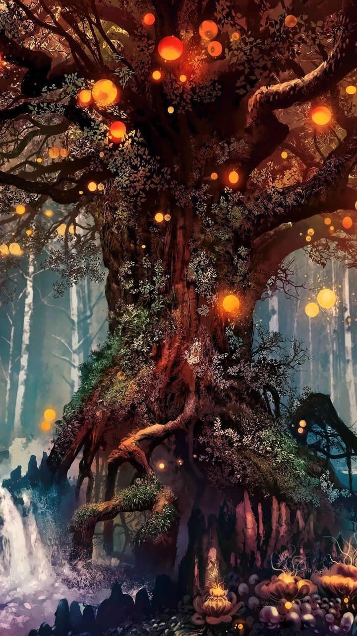 720x1280 Old tree, fantasy, art, 720x1280 wallpaper