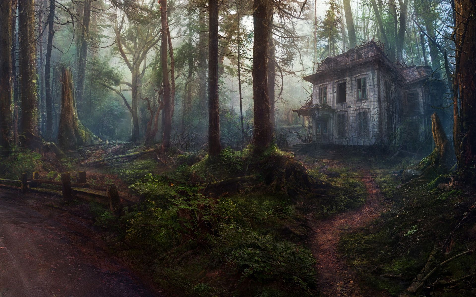 1920x1200 Phone wallpaper: Old, Abandoned, Fantasy, House, Forest 970002