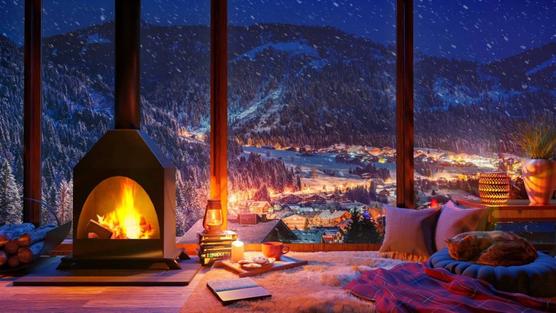 1920x1080 Cozy Winter Evening Near The Fireplace Wallpaper
