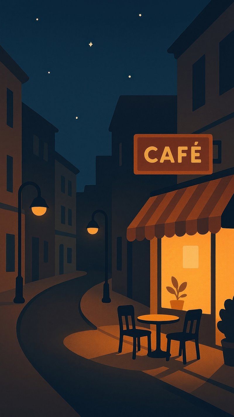 800x1422 Cozy night cafe mobile wallpaper. Premium Photo Illustration