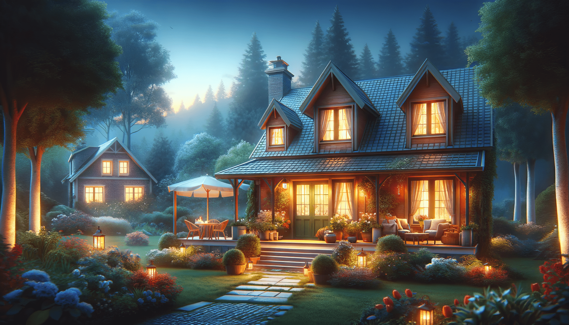1920x1097 Cozy House Evening Ambiance HD Wallpaper