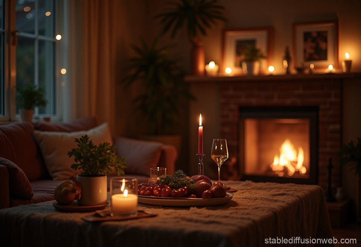 1216x832 A Soothing Cozy Evening at Home. Stable Diffusion Online