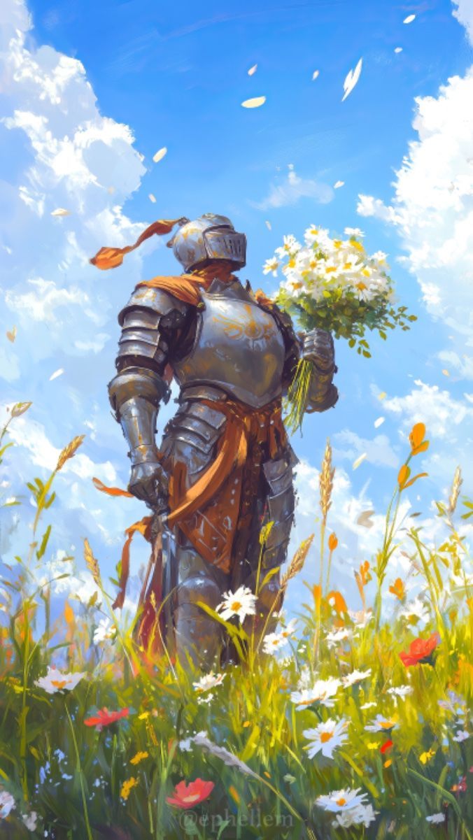 676x1201 Knights x Flowers. AI concept art. @Ephellem