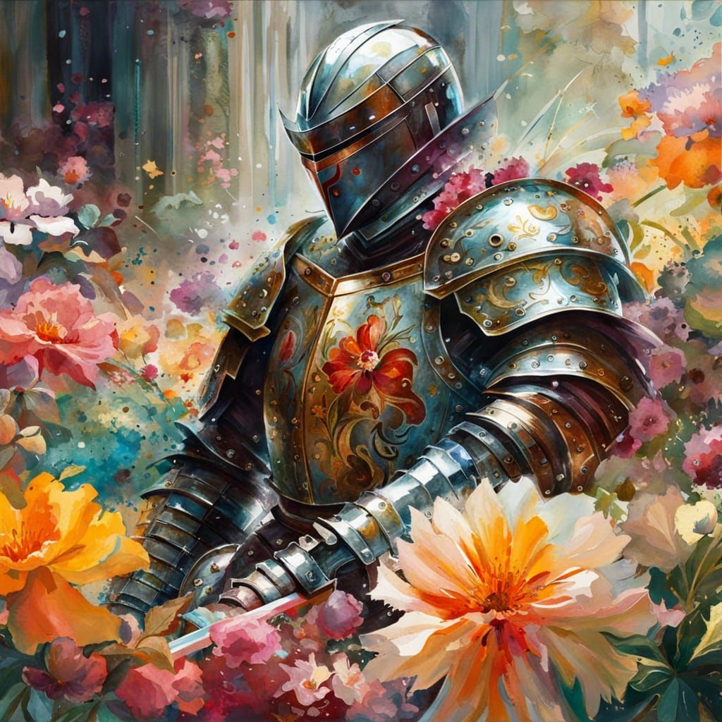 1024x1024 Knight in a flower field- Daily challenge