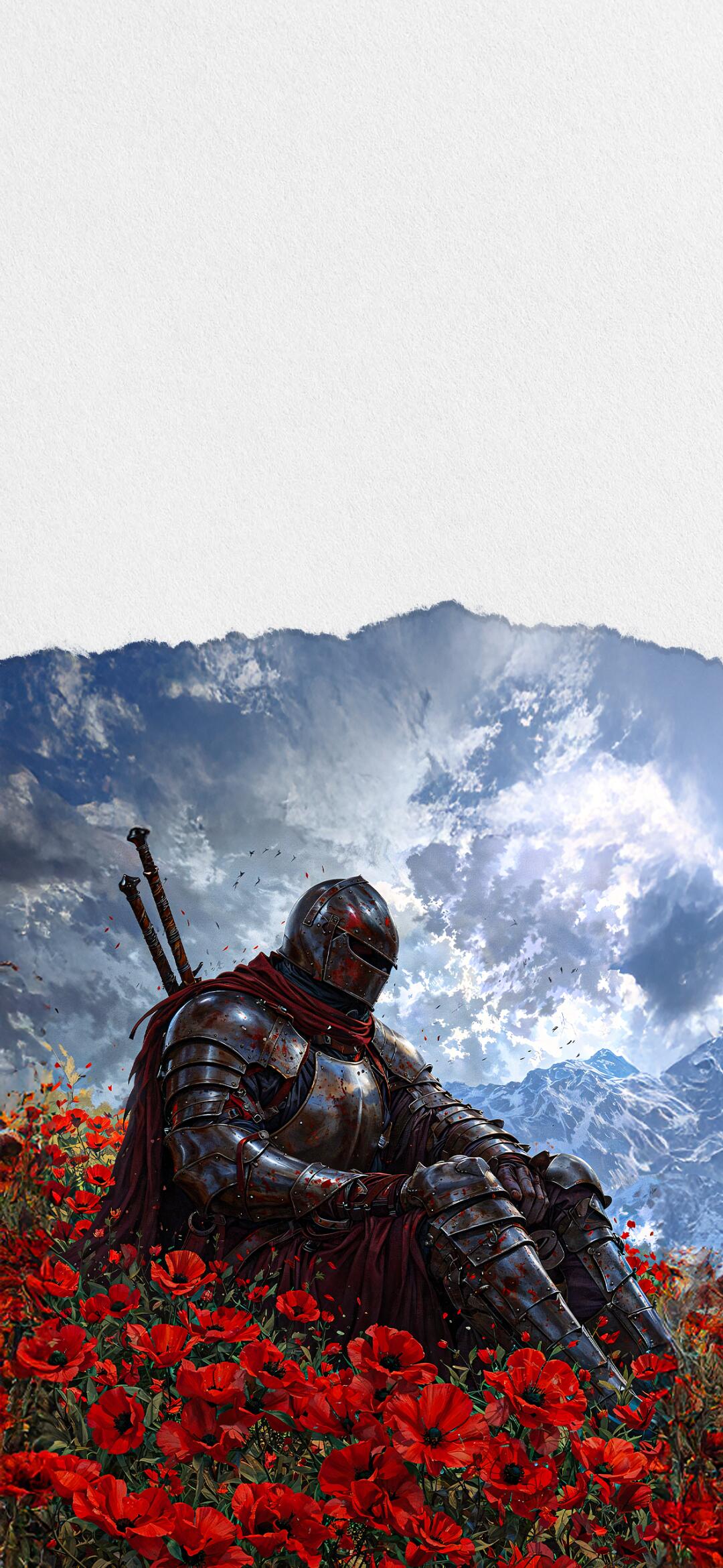 1080x2340 Crimson Poppy Field Knight