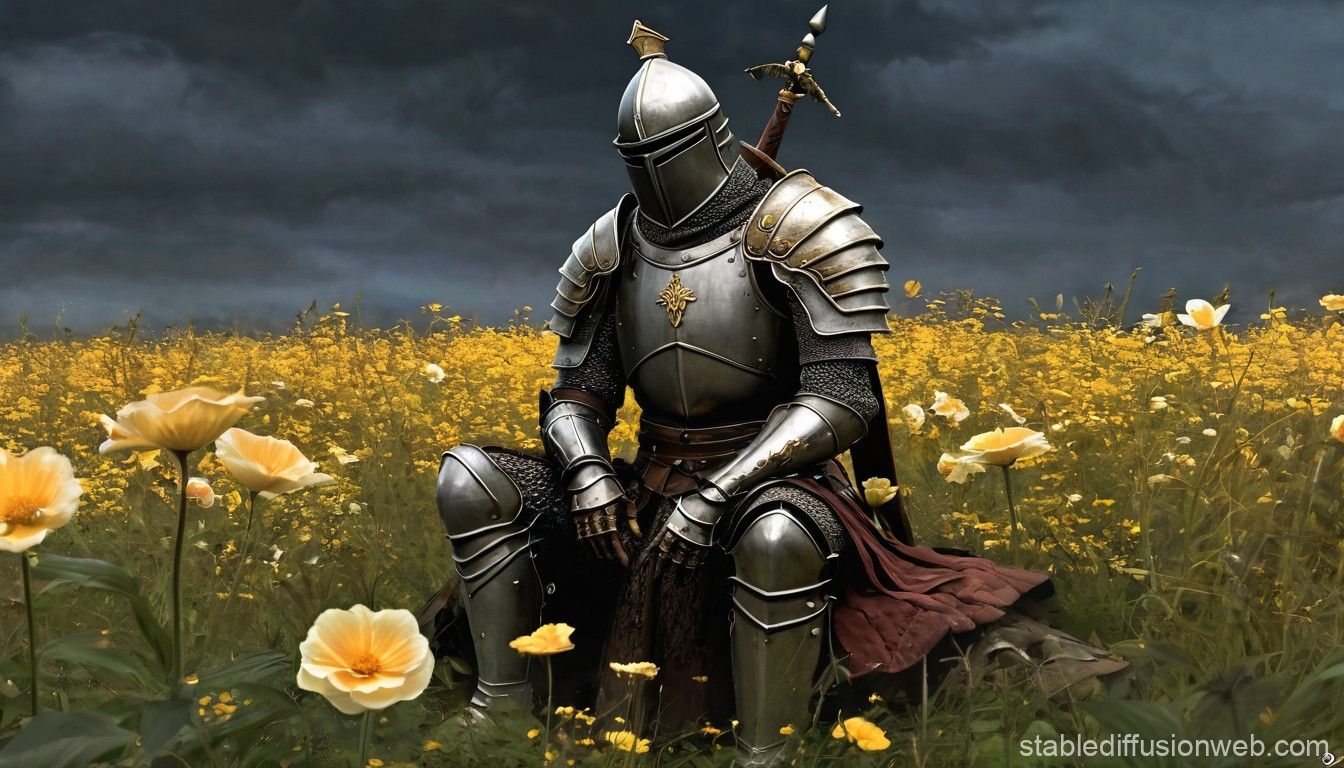 1344x768 knight sitting in flowers Prompts. Stable Diffusion Online