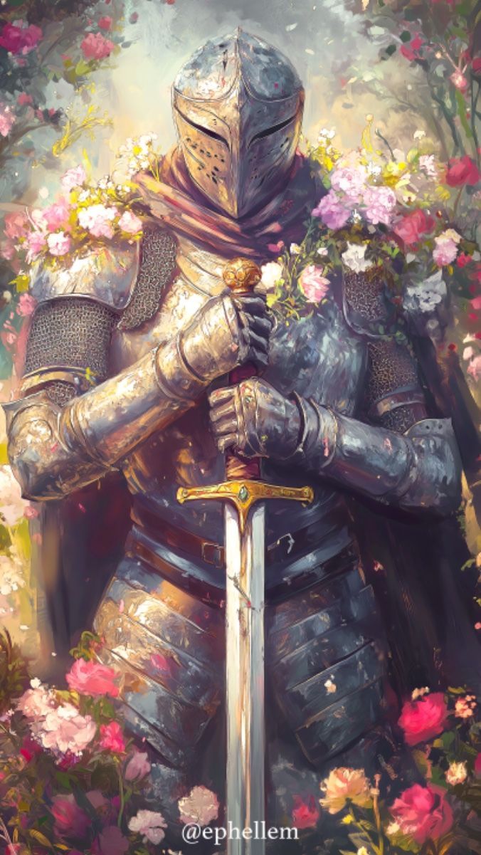 676x1201 Knights x Flowers. AI concept art. @Ephellem