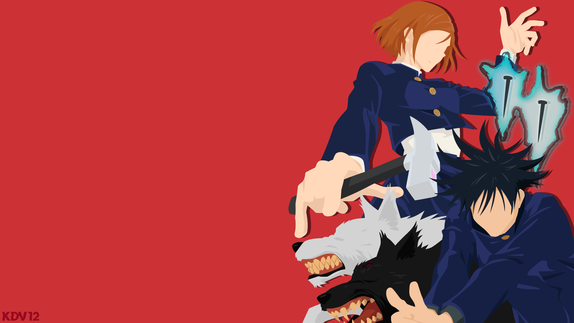 1920x1080 Megumi Fushiguro and Nobara Kugisaki.. Made using Adobe Illustrator (1920x1080)