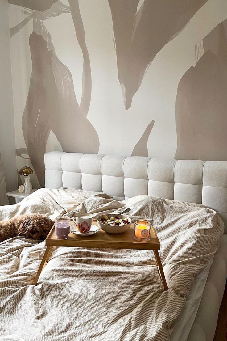 736x1104 Abstract Leaf Beige Aesthetic Bedroom Wallpaper