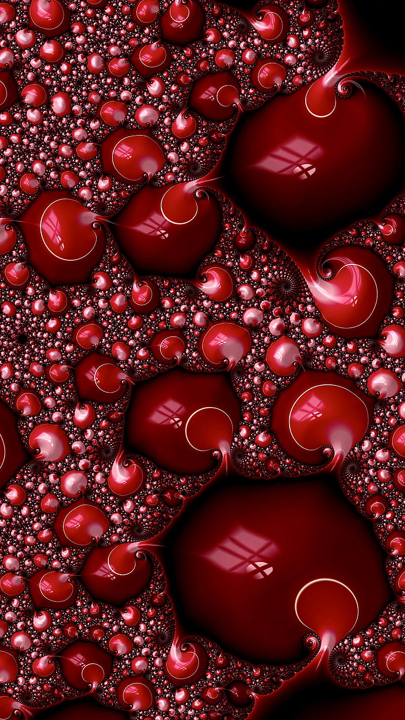 800x1422 Raised and Red, 3D, Abstract, ColetteLrsn, Raised, fractal, red, red bubbles, HD phone wallpaper