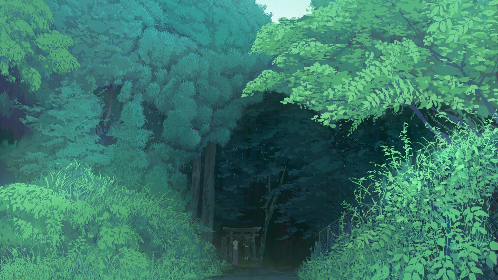 1920x1080 Green Trees Leaves Plants Bushes Anime Background HD Anime Background Wallpaper