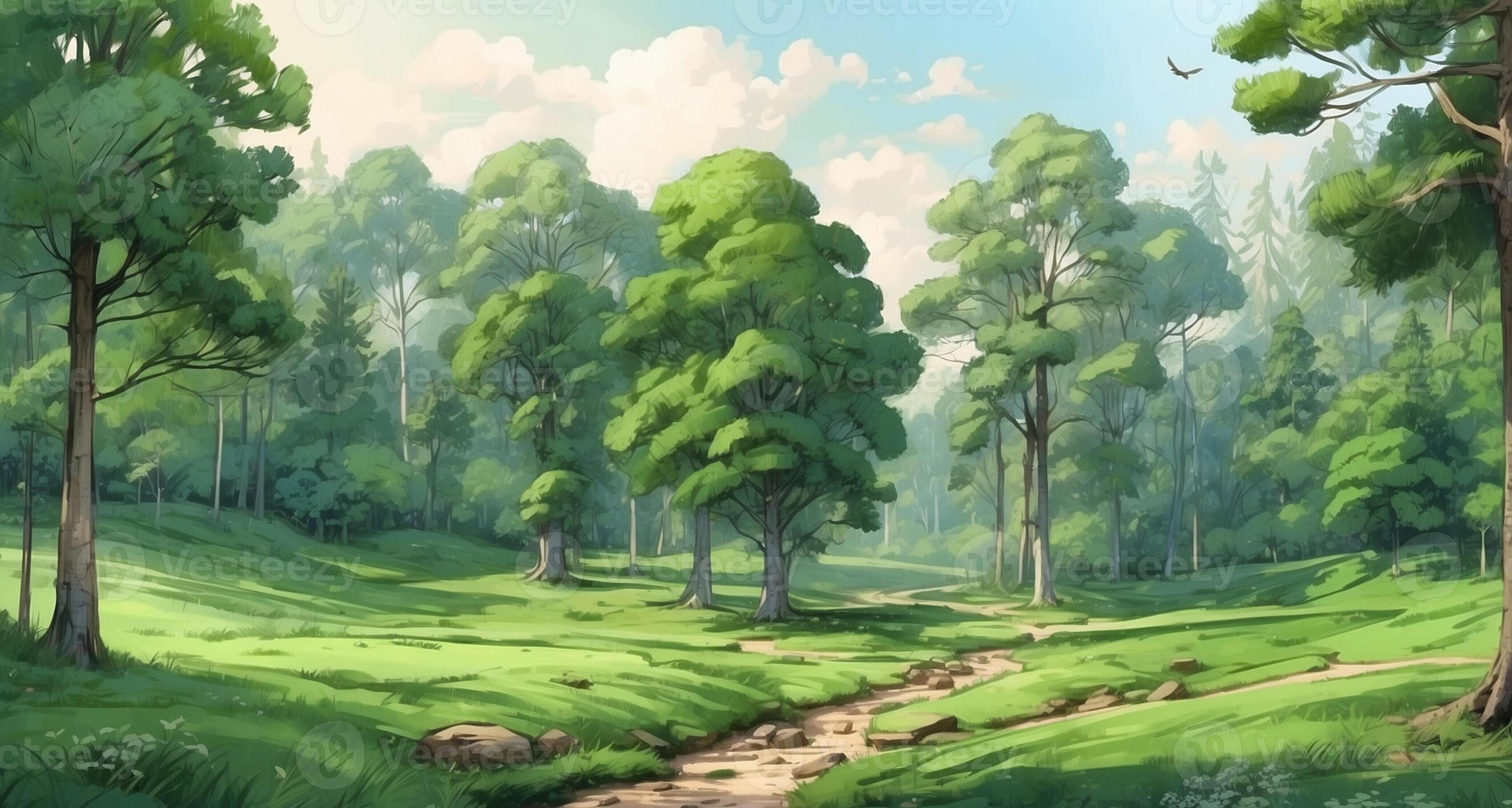 3664x1960 Anime forest wallpaper HD wallpaper
