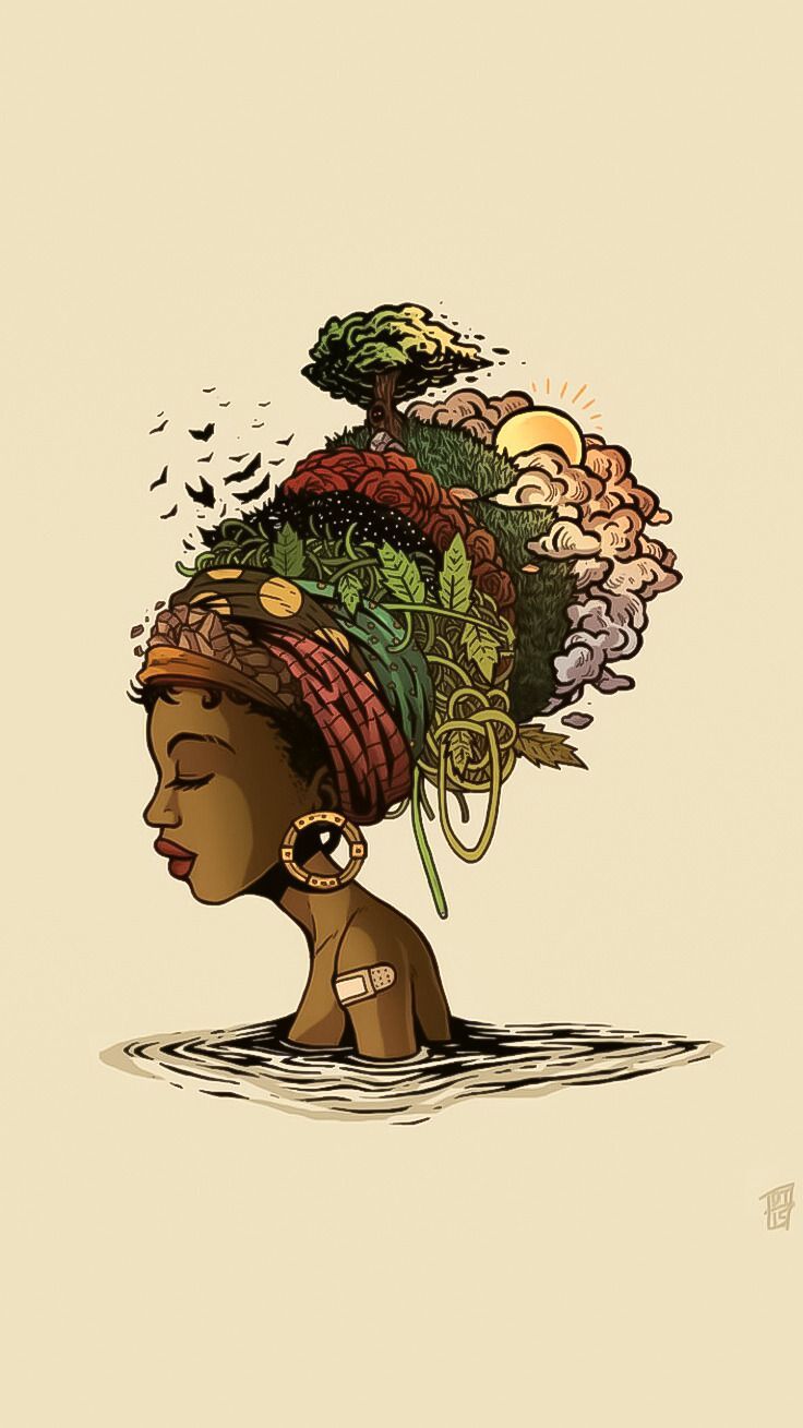 736x1309 Black Woman Art Wallpaper