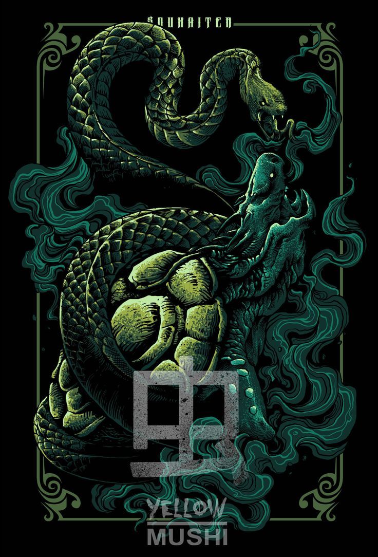 736x1084 GENBU: The Four Guardians of the Chinese Emperor. Tatuagens de mitologia, Sonhos e pesadelos, Desenhos