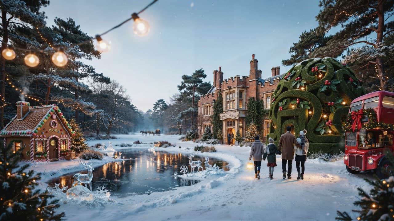 1280x720 Alice's Christmas Wonderland at Beaulieu Transforms Hampshire into a Magical Family Destination with Immersive Wonderland Scenes, Festive Activities, Historic Palace House Experiences, and Seasonal Entertainment Across the New Forest