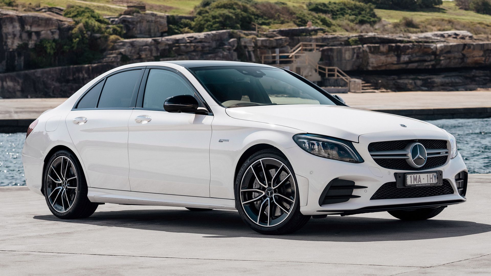 1920x1080 Phone wallpaper: Mercedes Amg C Vehicles, Car, Sedan, White Car, Mercedes Benz 449367