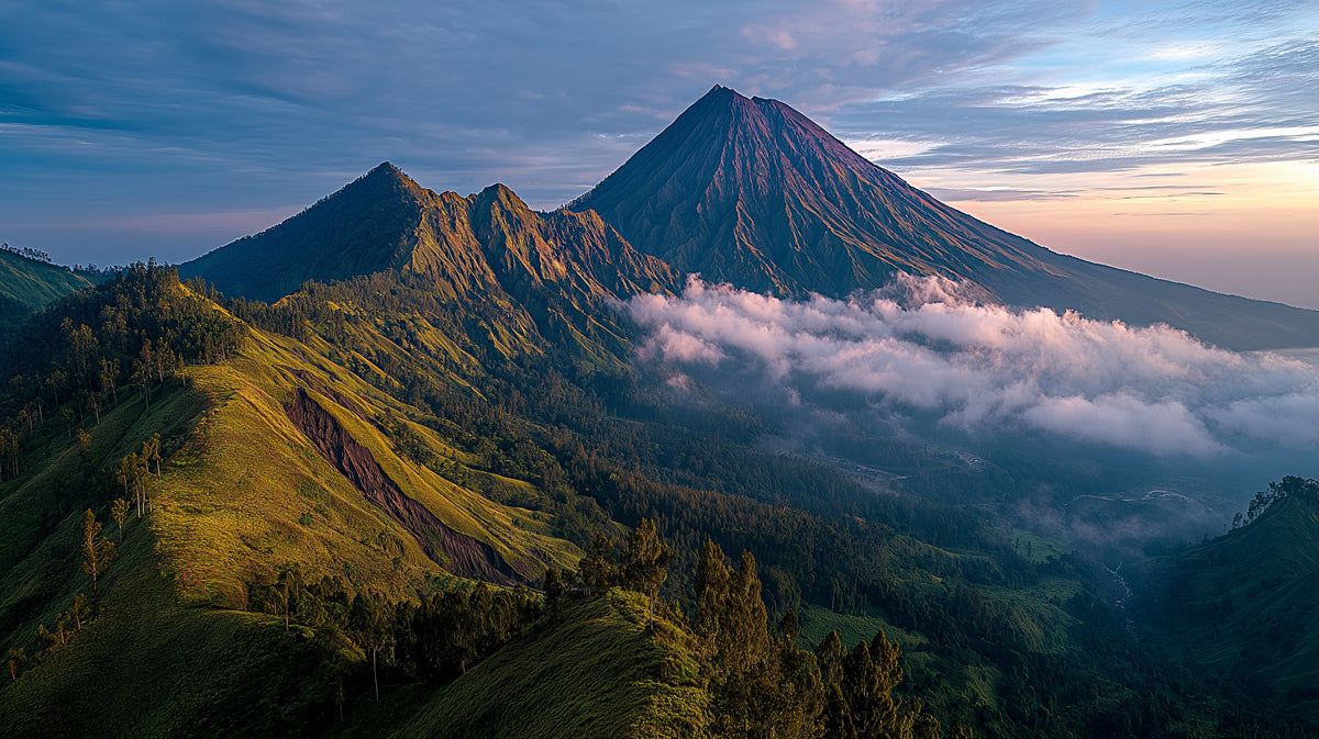 1200x673 Volcanic Peak Sunrise Wallpaper. Nature Landscape Mural