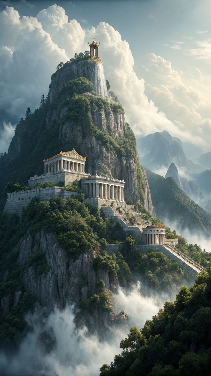 736x1308 Majestic Mountain Temple Nature Wallpaper