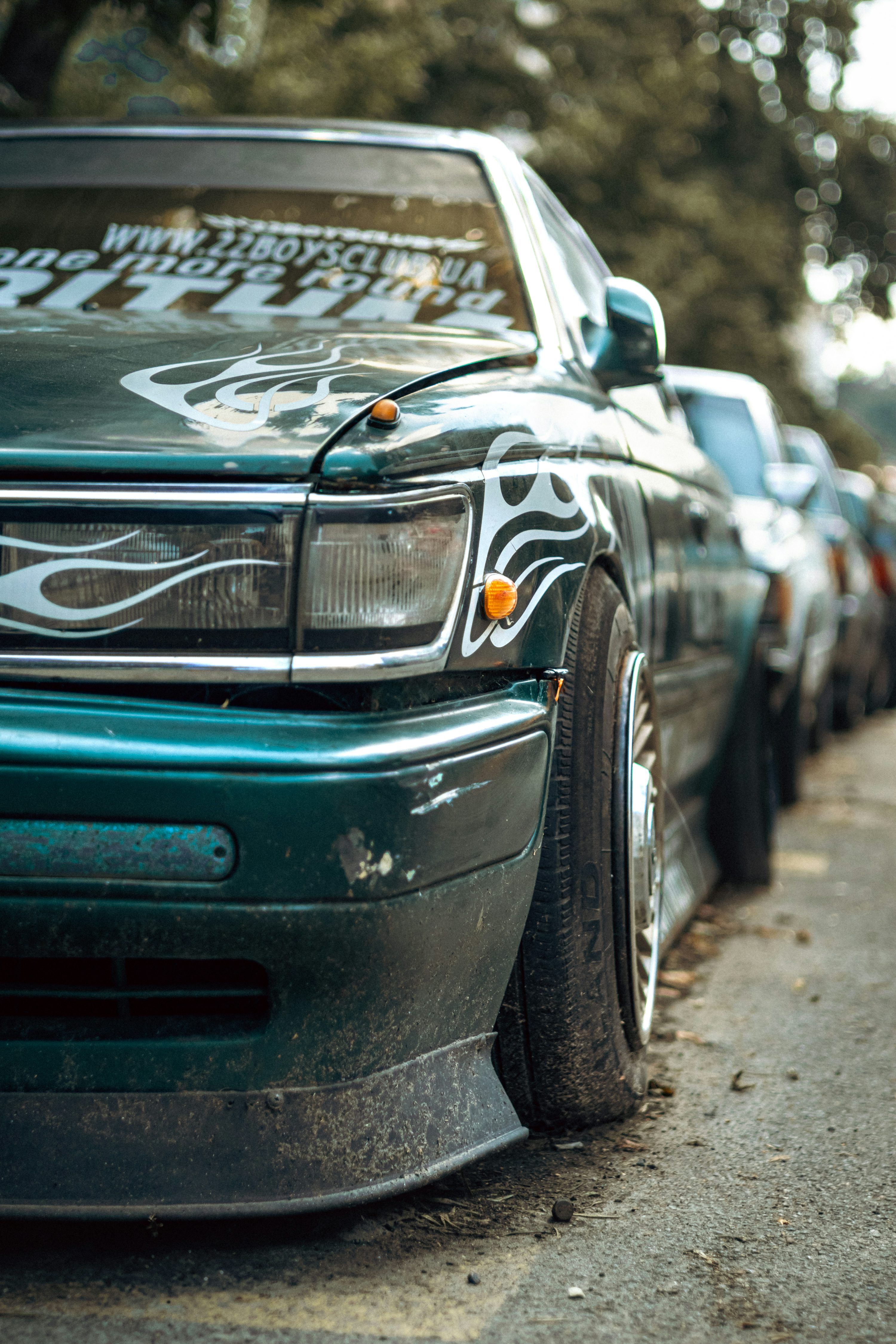 3000x4500 A lowered, customized car with cool flames. photo