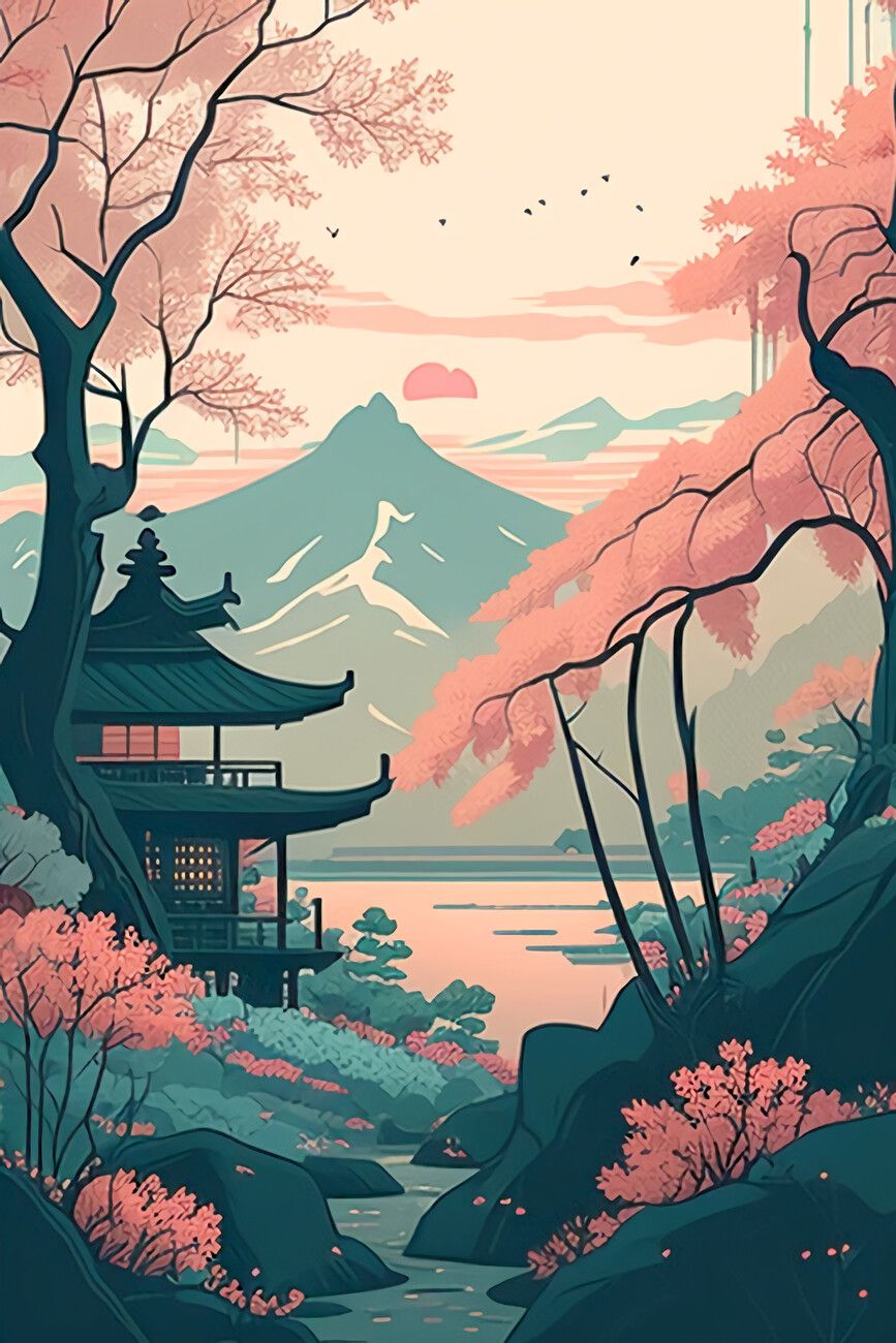 867x1300 Poster Japanese Japonaise Japanisch Japones Relax Natural Landscape