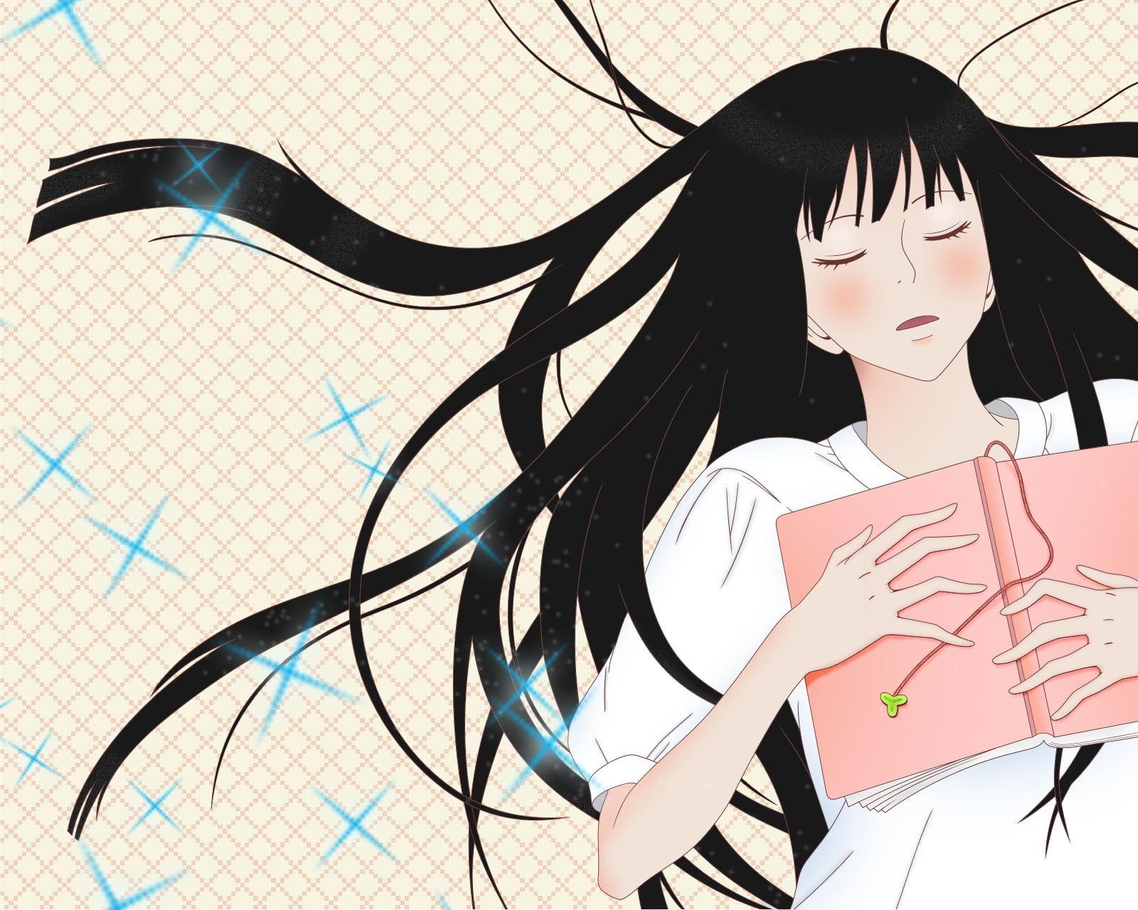 1600x1280 Female anime laying with book HD wallpaper