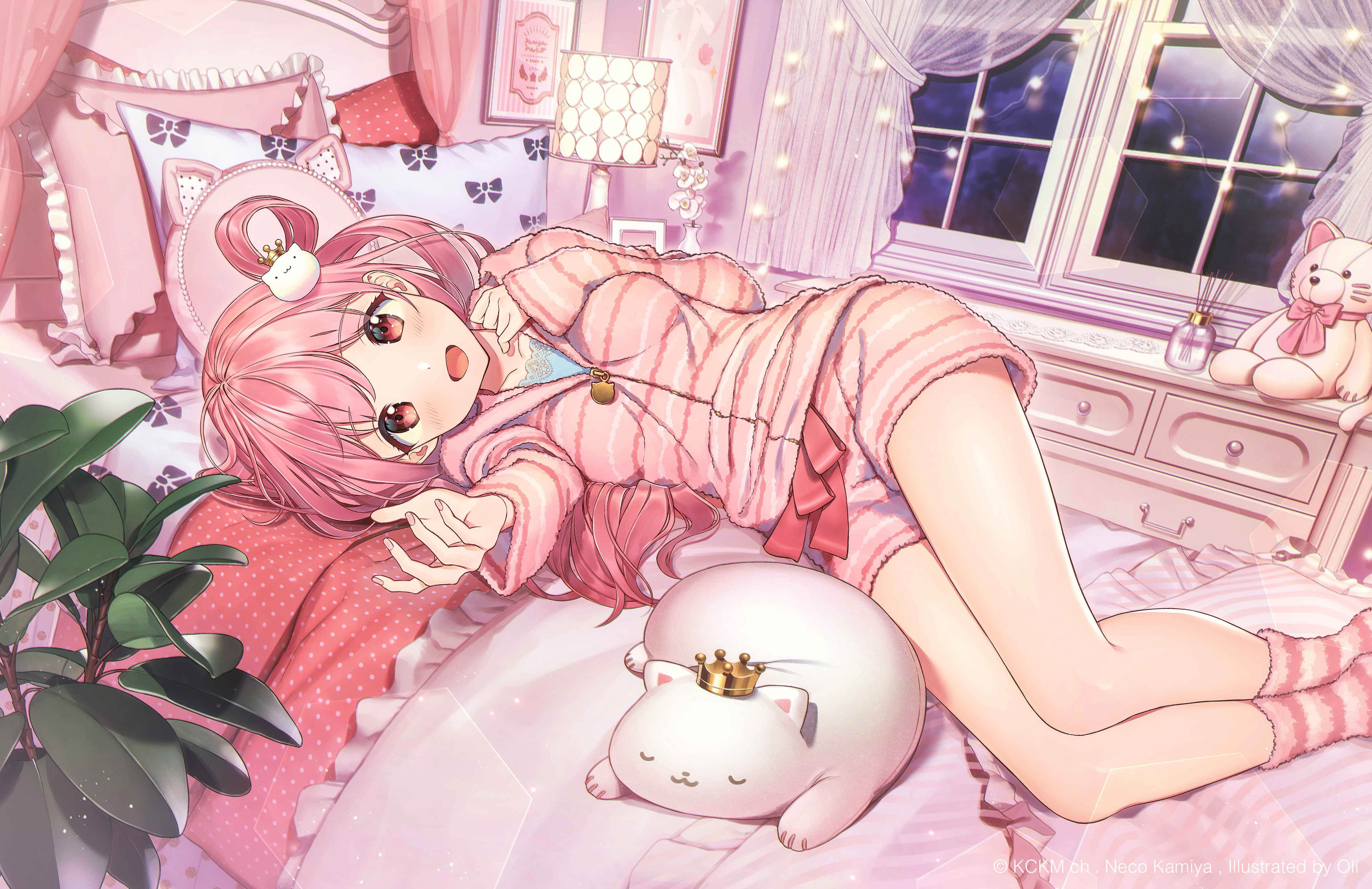 4793x3105 Cozy Pink Haired Anime Girl Lying Down Ultra HD Wallpaper By Olix3105