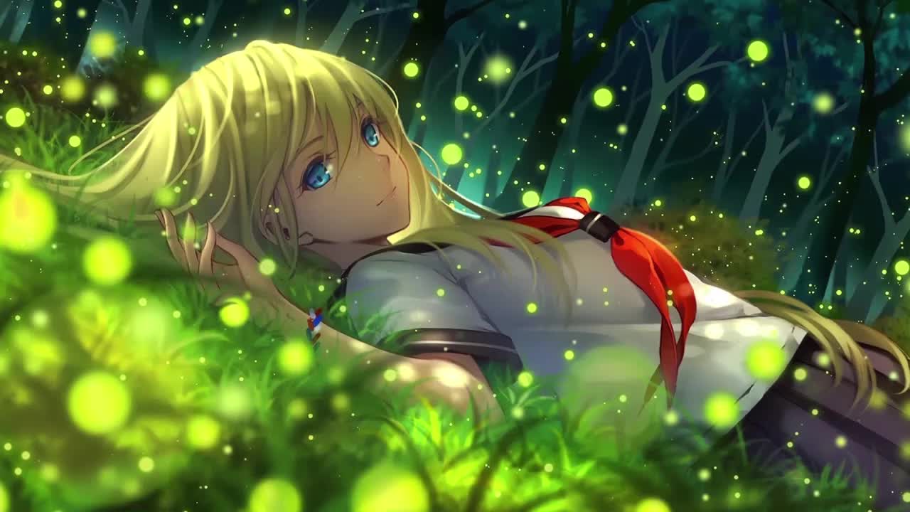 1280x720 Anime Girl Lying On The Grass HD Live Wallpaper For PC Live Wallpaper