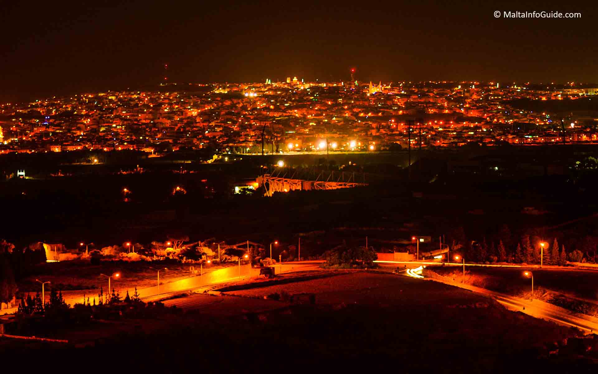 1920x1200 Malta Mdina Night Photo. Eye Catching Picture Taken