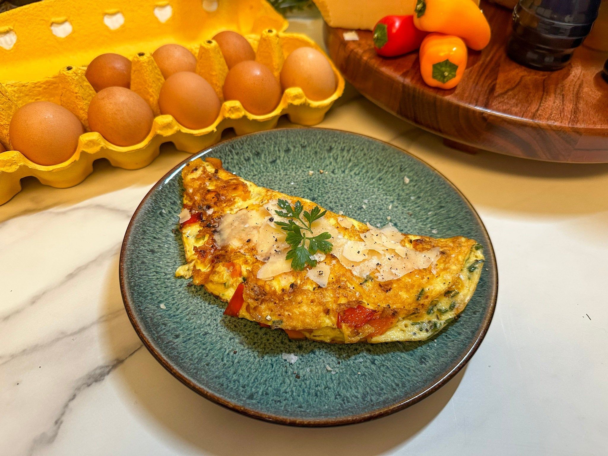 2048x1536 One Egg Parm & Roasted Pepper Omelet