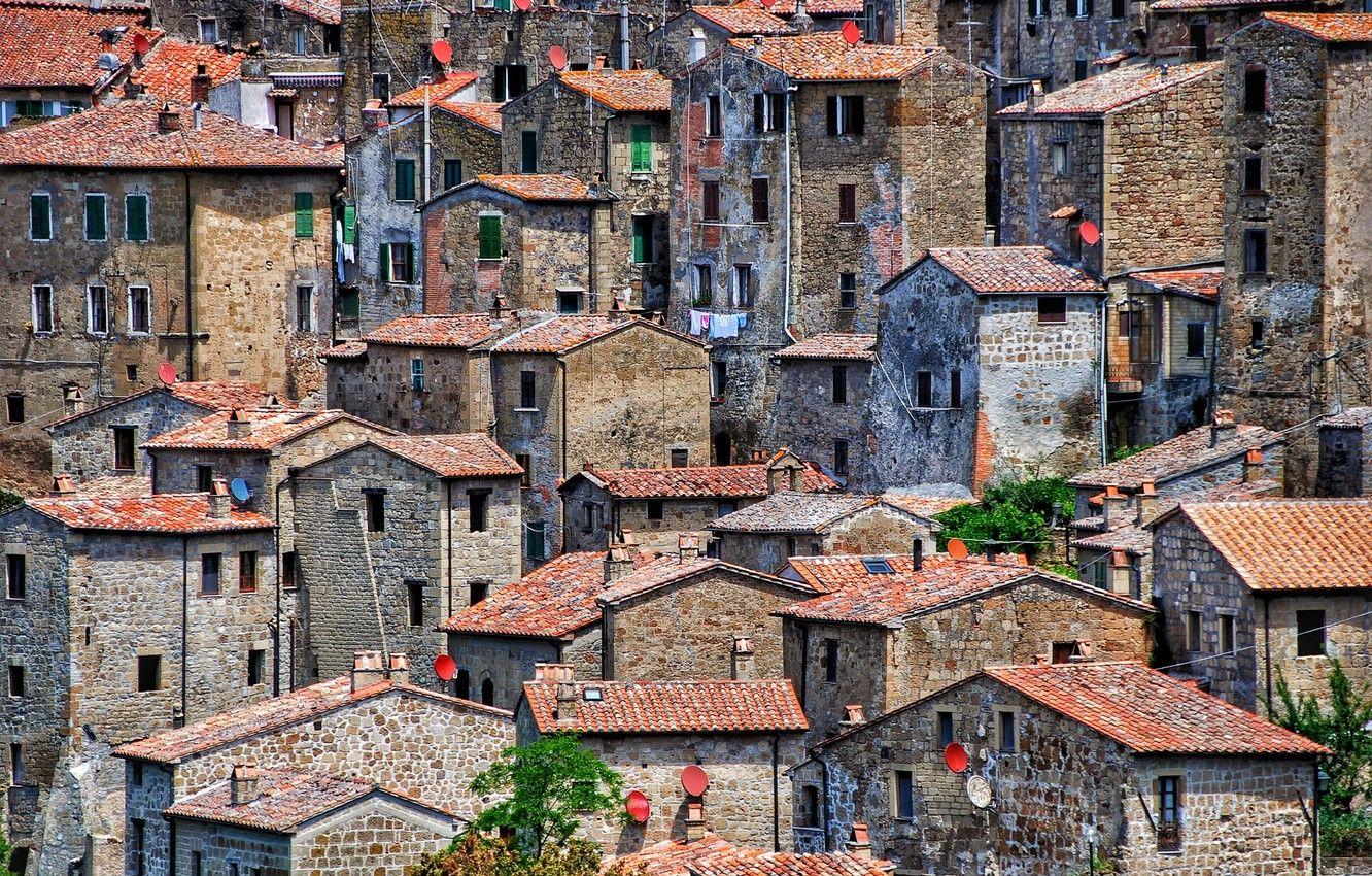 1332x850 Wallpaper Italy, Medieval, Sorano, satellite dish image for desktop, section город